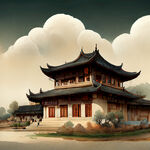 云南昆明古风建筑插画，古典，古朴