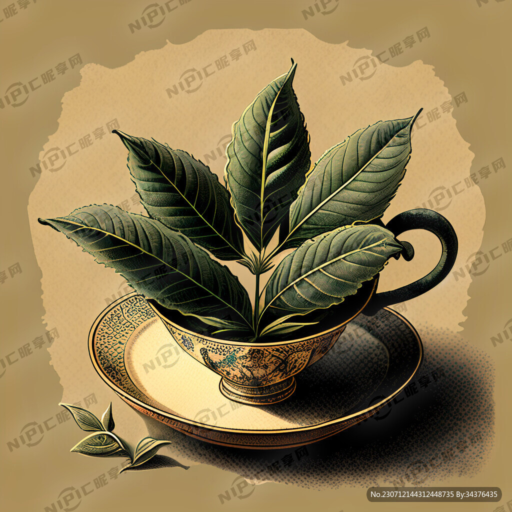 茶叶插画 古典 古朴