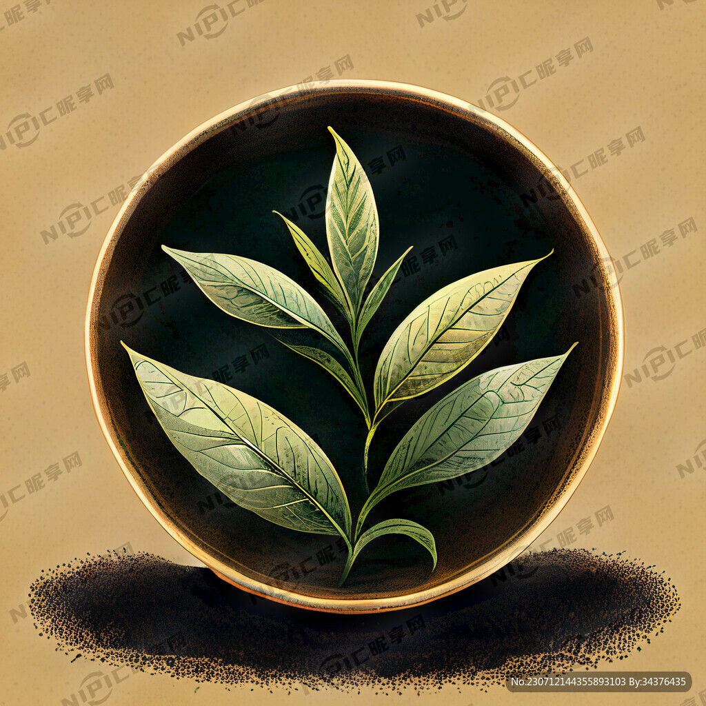AI创作图茶叶插画 古典 古朴nipic.com-昵图网