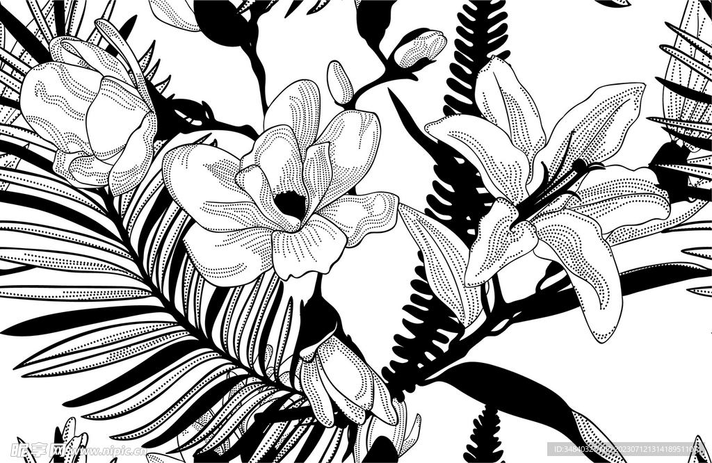 花卉线稿图案