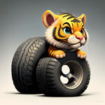 轮胎销售公司卡通形象小老虎卖轮胎