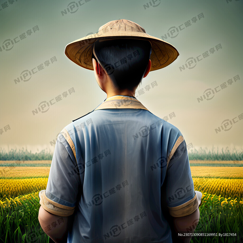  年轻农民背面 背对 3D立体