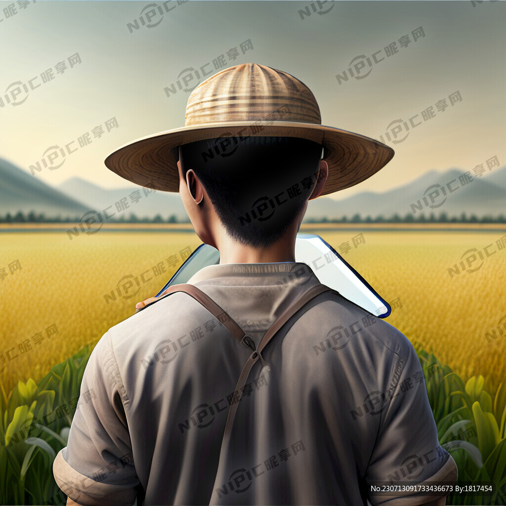 男性年轻农民 背面 斜对着