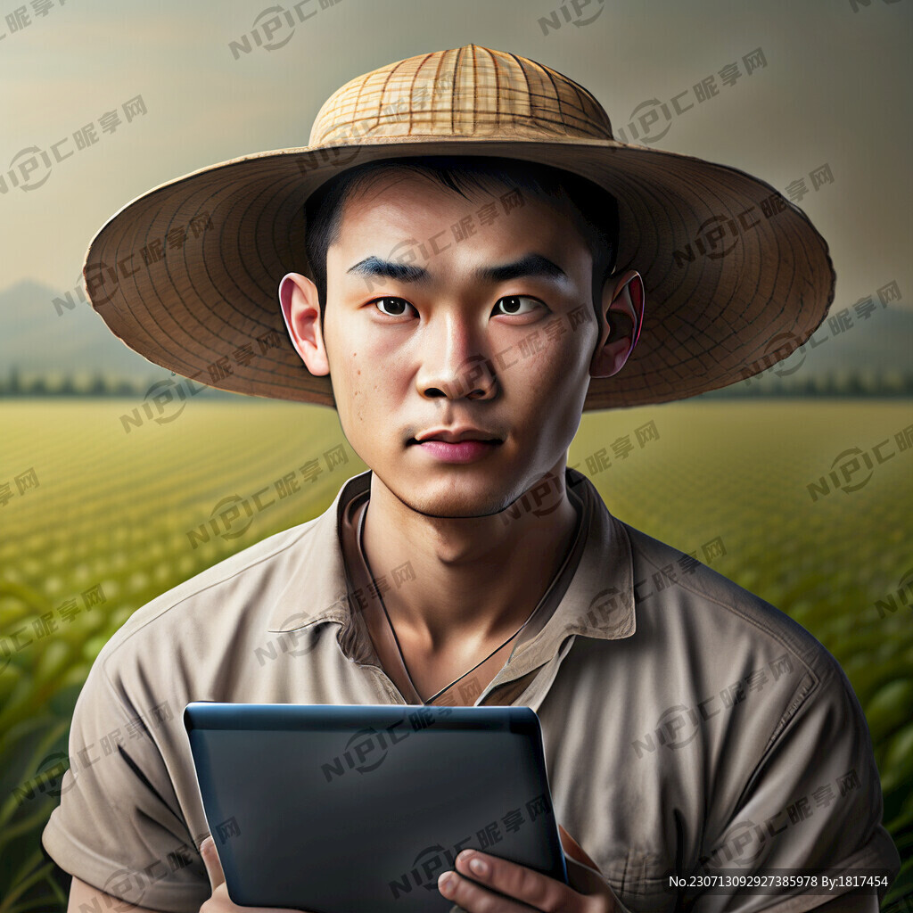 男性年轻农民  斜侧着 看后面