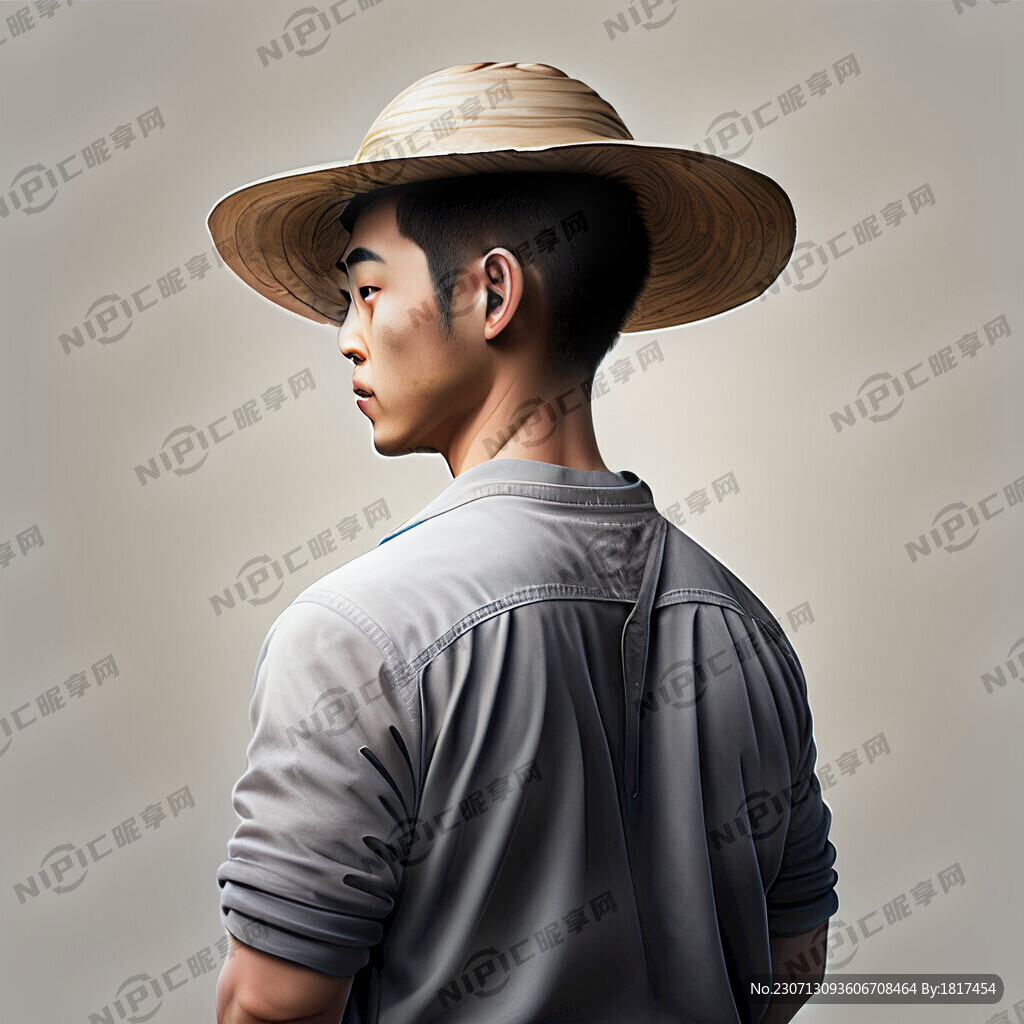 男性年轻农民  背对着 看后面