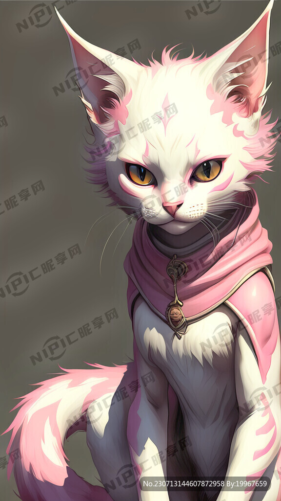 兽装 猫 粉白 全身 精致