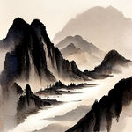 古风山水，画风明亮，