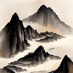 古风山水，画风明亮，