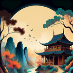 中国少数民簇，傣簇，画风明亮，色彩丰富