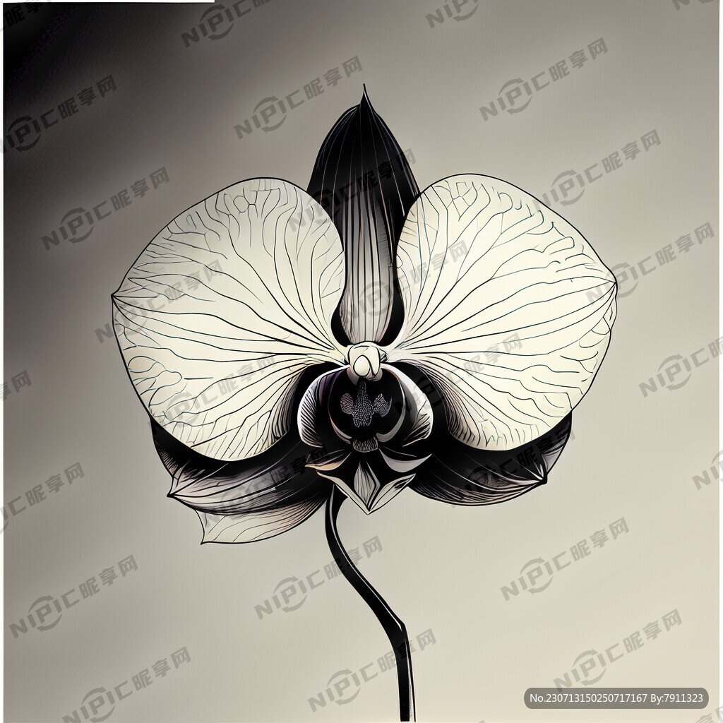 兰花 线条画 形状优美