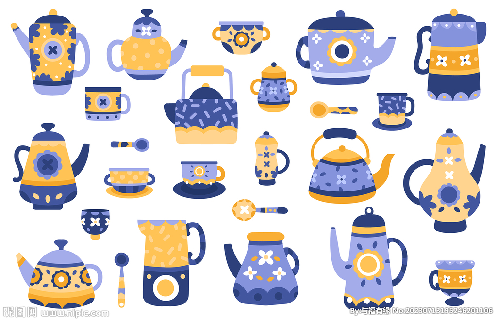 茶壶水壶卡通元素