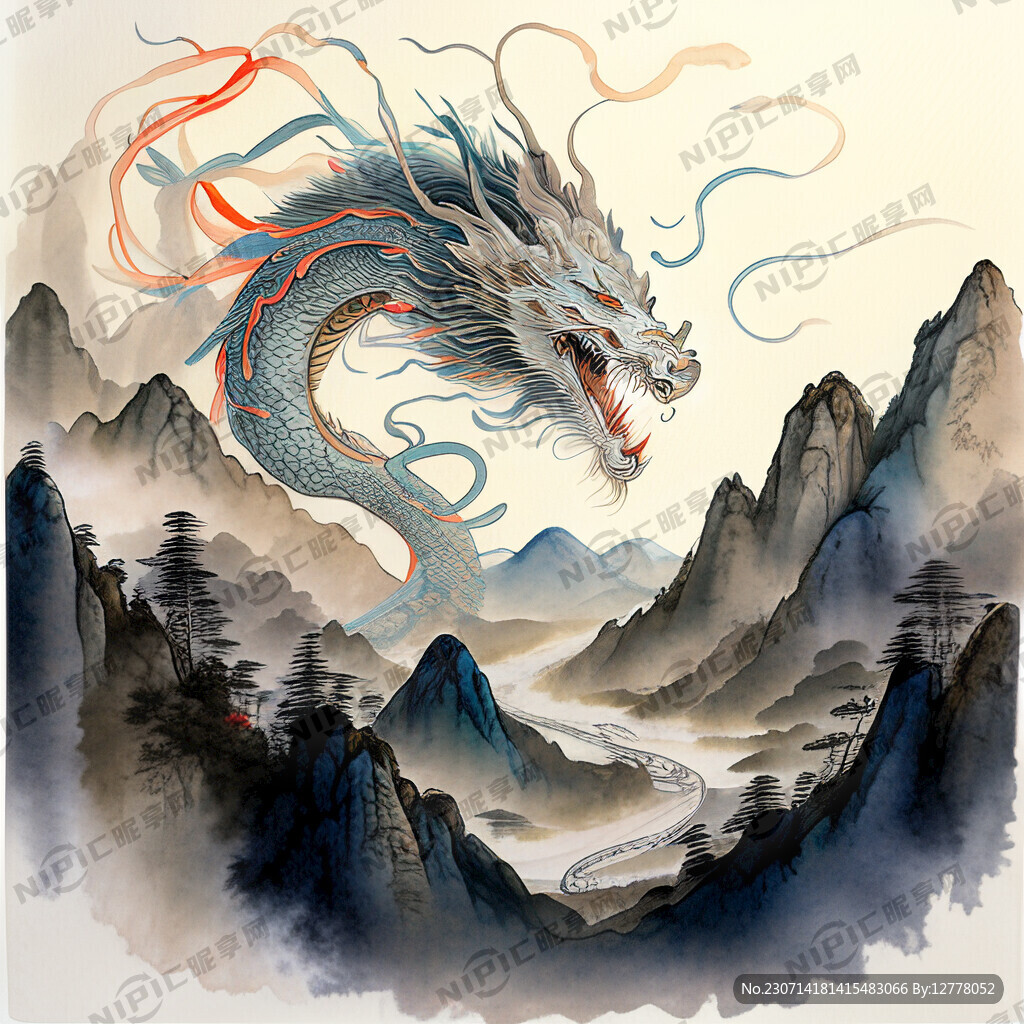 山海经龙身人面神 在空中飞舞