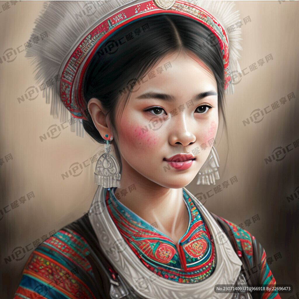苗族女孩手绘