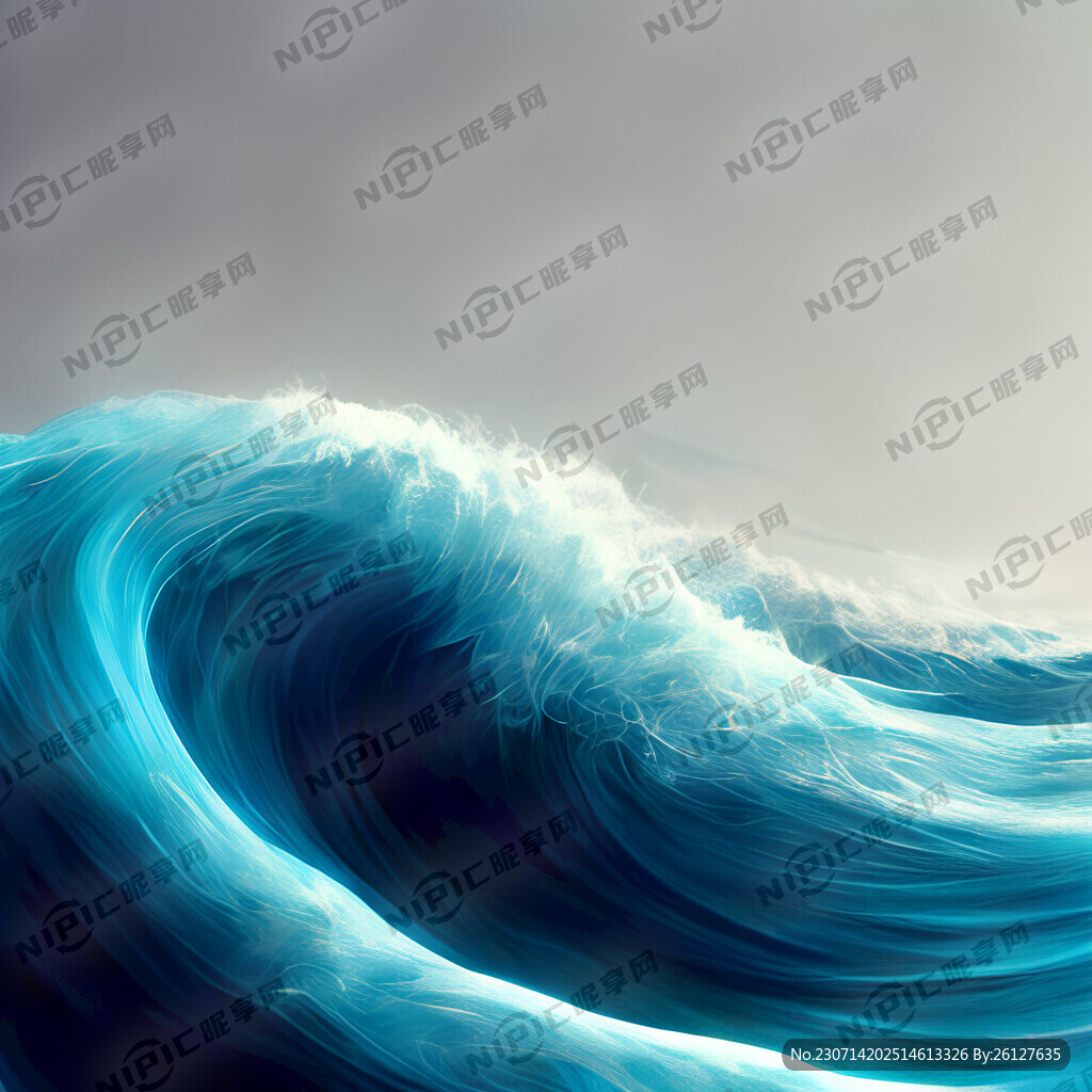 蓝色的丝绸质感海浪