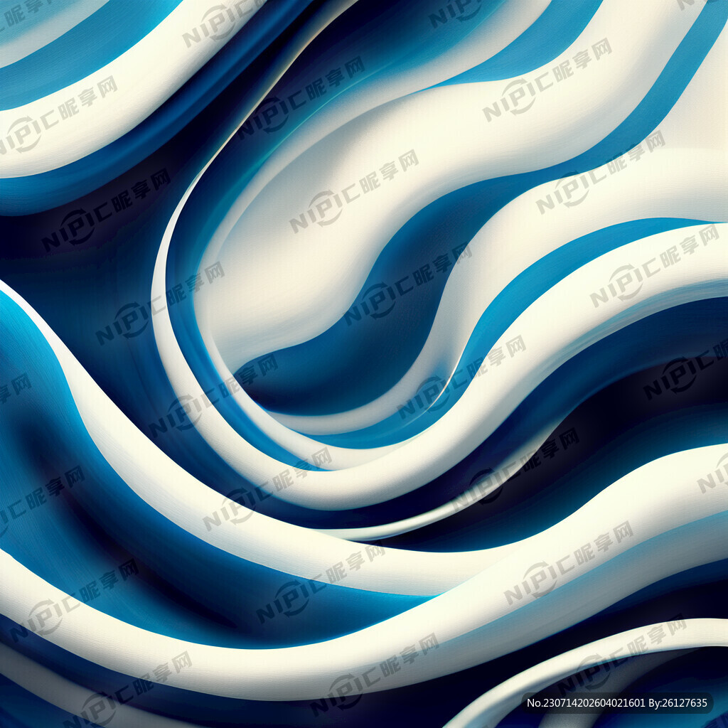 蓝白色线条的丝绸质感海浪