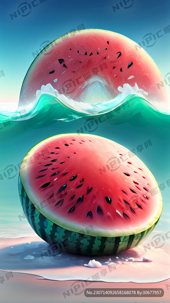 海洋 西瓜状 透明 冰爽 高清