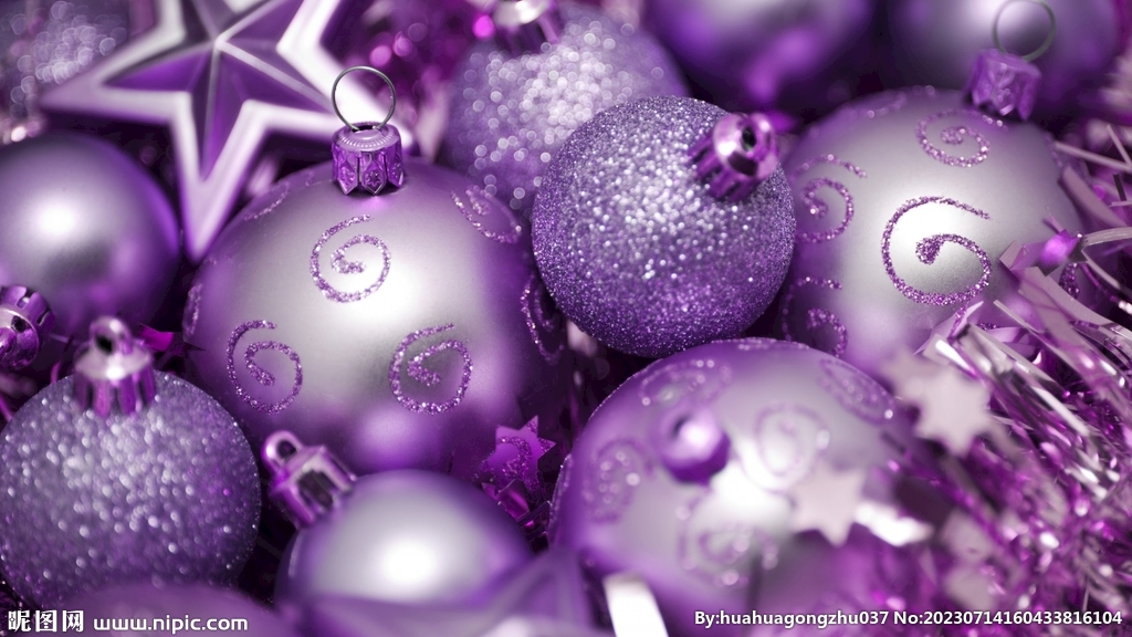 圣诞节紫色铃铛节日背景