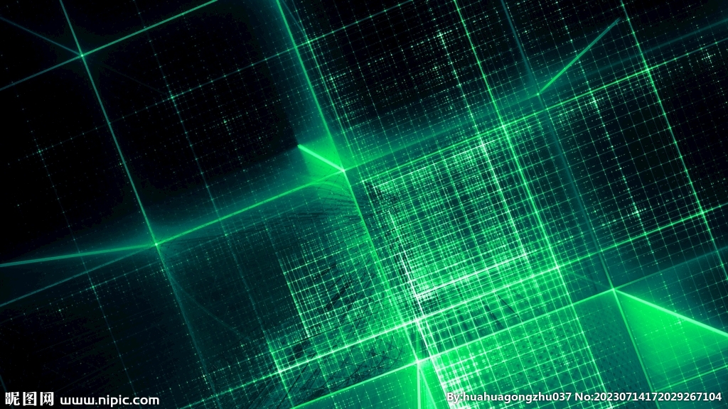 绿色发光3d抽象科技线条背景