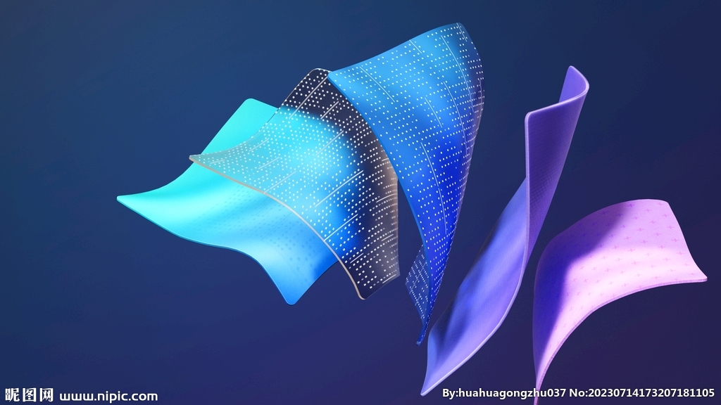 蓝紫色抽象拉丝3D立体流体渐变