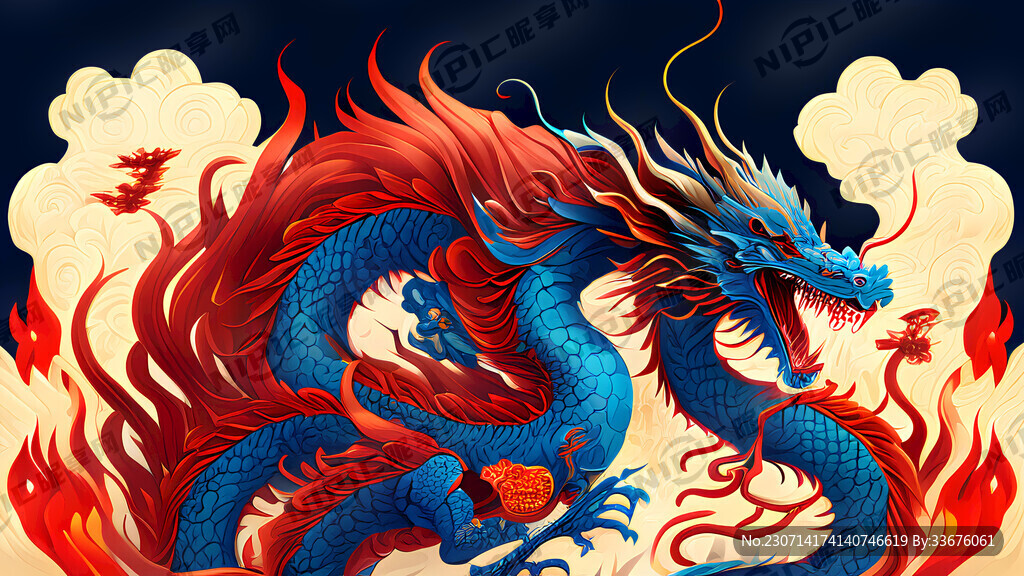红蓝色两条龙 对立