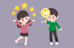 男孩女孩插画