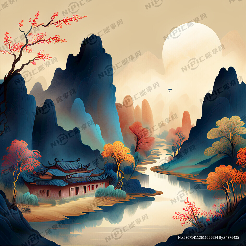 福 禄 寿 禧 财 色彩明亮