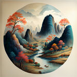 福，禄，寿，喜，财，中国传统，色彩明亮，手绘插画
