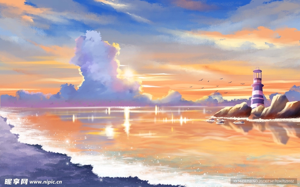 黄昏海滩风景