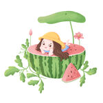 夏季西瓜插画