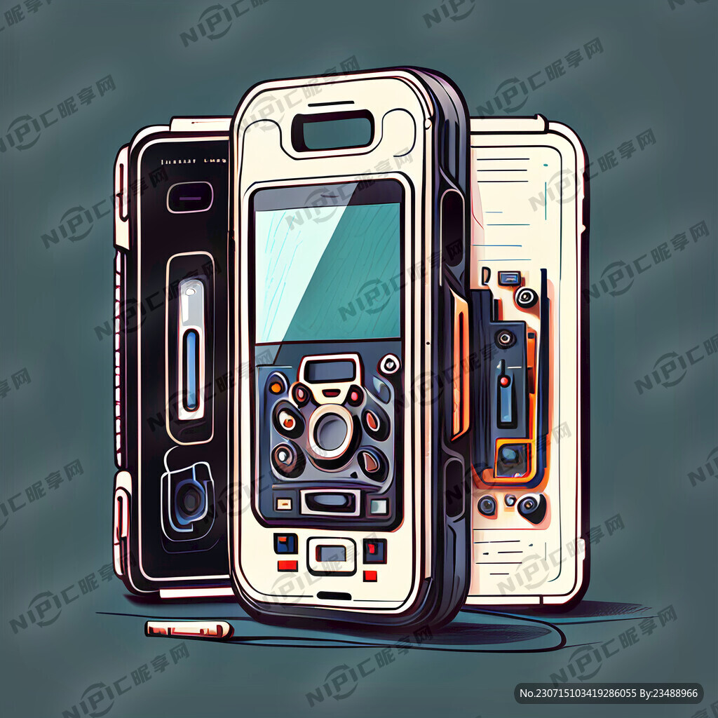 手机维修插图手绘正面