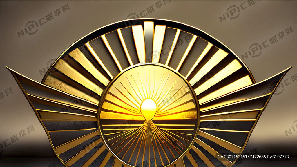 金色太阳的金属装饰物