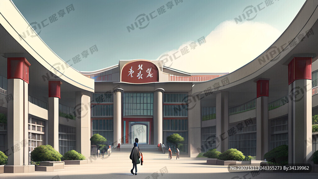 大学新生入学走入学校大门