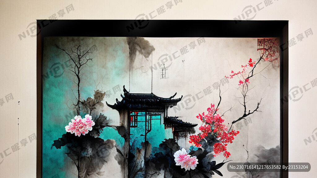 中式花纹医院文化墙