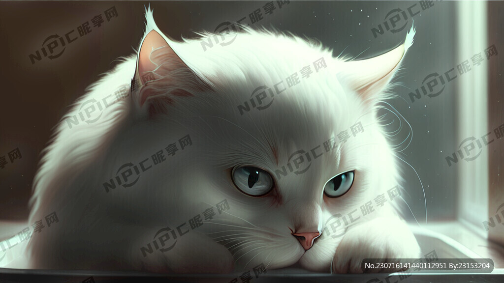 猫 洗脸 尾巴 白色 发光