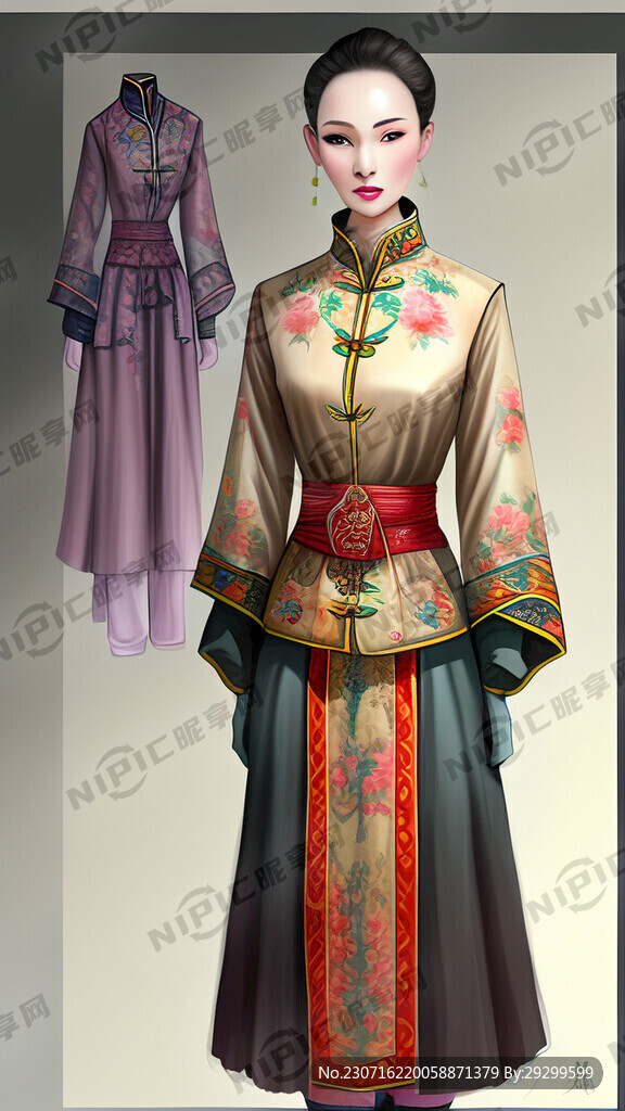 手绘服装模特