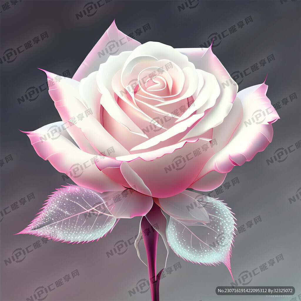 玫瑰花二次元粉白色晶莹剔透