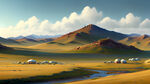 蒙古放牧风景全貌