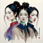 中国四大美女，色彩丰富，明亮，层次感强