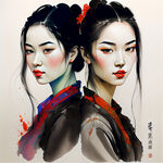 中国四大美女，色彩丰富，明亮，层次感强