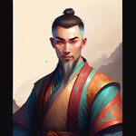 中国古装男，色彩丰富，明亮，层次感强