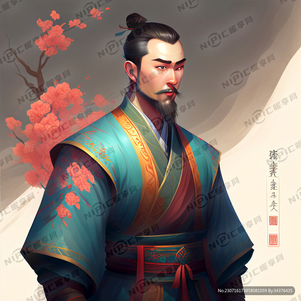 中国古装男 色彩丰富 明亮