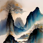 中国古典画，色彩丰富，明亮，层次感强
