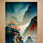 中国古典画，色彩丰富，明亮，层次感强