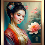 中国古典画，色彩丰富，明亮，层次感强