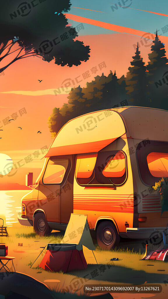 汉堡露营夏日落日