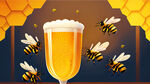 蜜蜂啤酒喜庆背景画