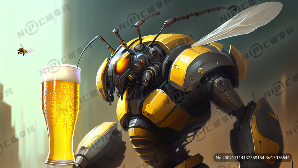 机甲  蜜蜂  啤酒  背景画