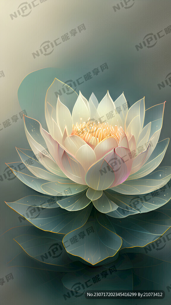 荷花 晶莹剔透 梦幻 二次元