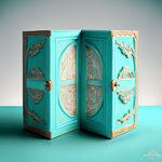 蒂芙尼蓝的月饼礼盒，中间双开门，欧式设计