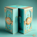 蒂芙尼蓝的月饼礼盒，中间双开门，欧式设计